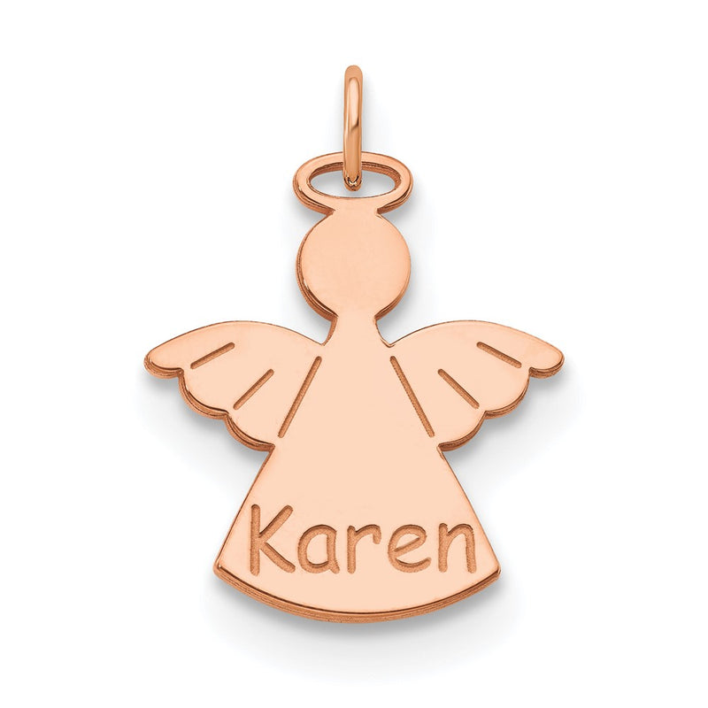 Rose Plated Sterling Silver/Rose Personalized Angel Charm