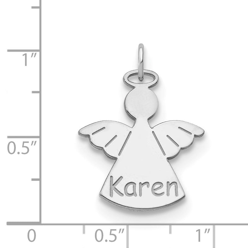 14K White Gold Personalized Angel Charm