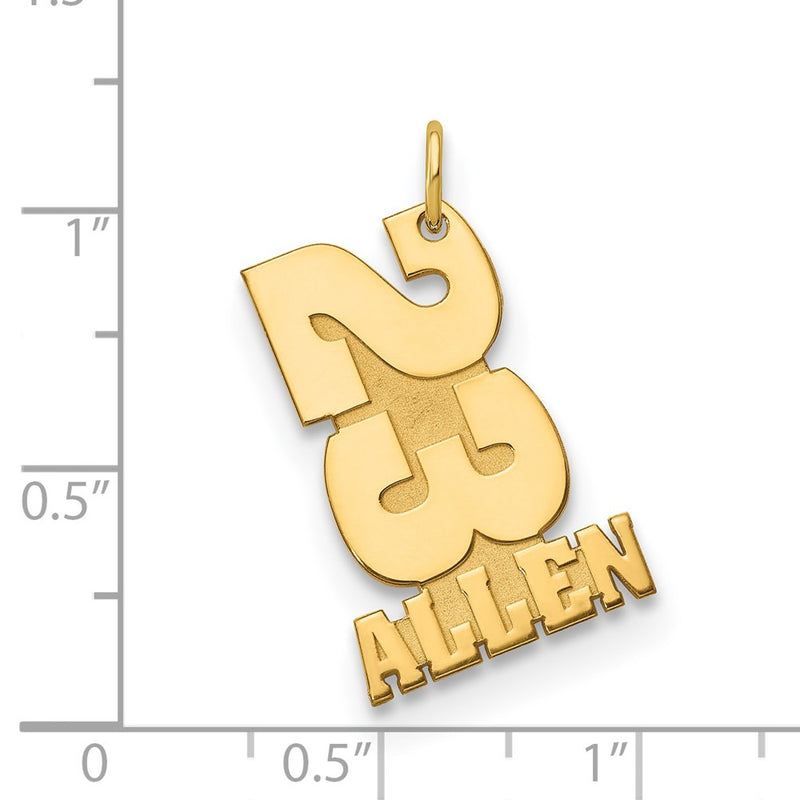 14K Yellow Gold Stacked Number And Name Charm