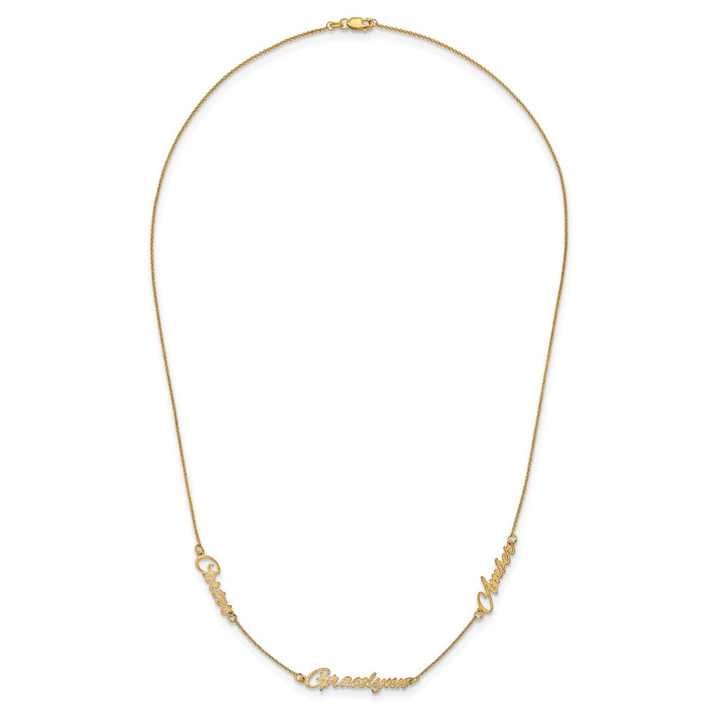 Gold Plated Sterling Silver/Gold Brushed 3 Name Necklace