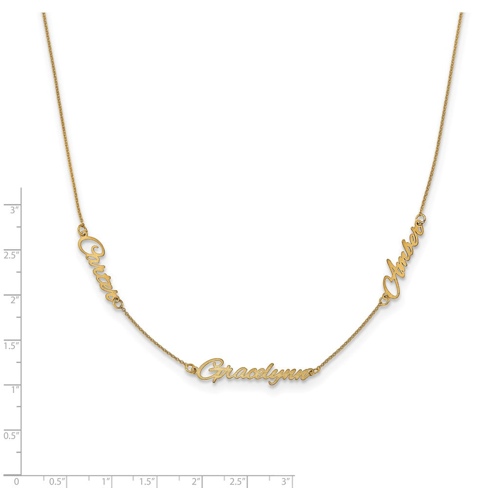 Gold Plated Sterling Silver/Gold Brushed 3 Name Necklace