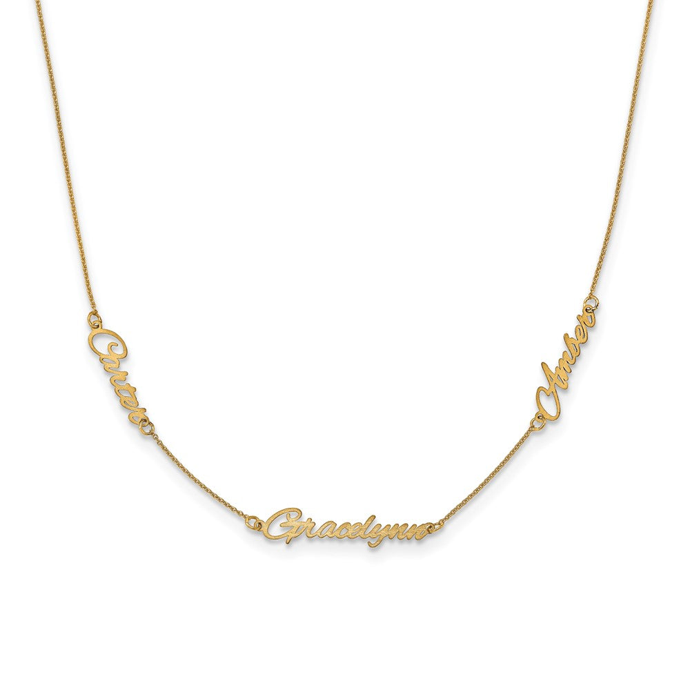 Gold Plated Sterling Silver/Gold Brushed 3 Name Necklace