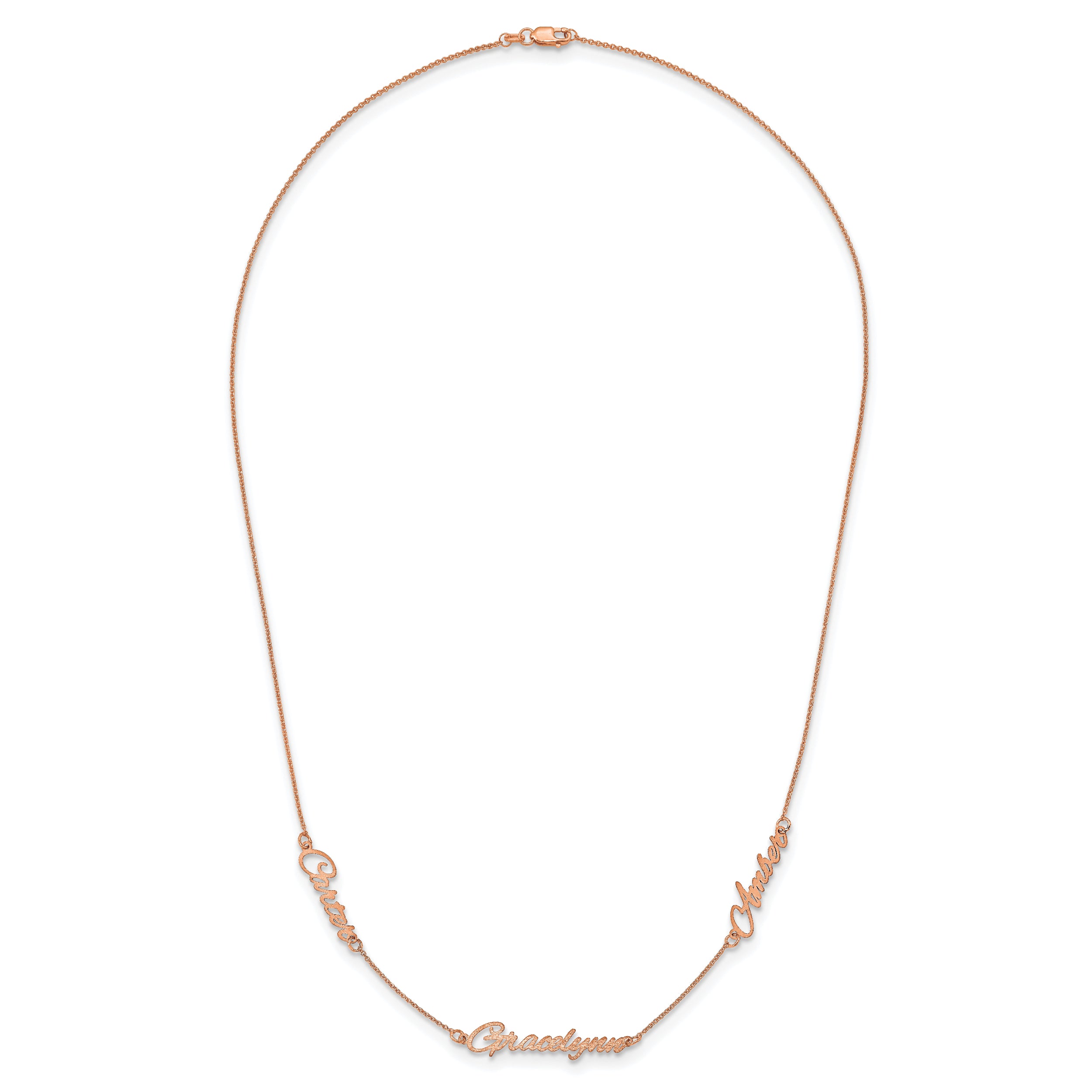 14K Rose Gold Brushed 3 Name Necklace