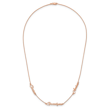 14K Rose Gold Brushed 3 Name Necklace