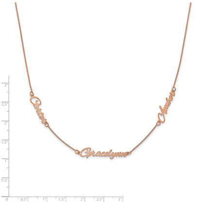 14K Rose Gold Brushed 3 Name Necklace