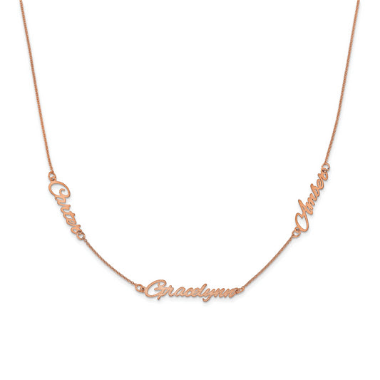 14K Rose Gold Brushed 3 Name Necklace