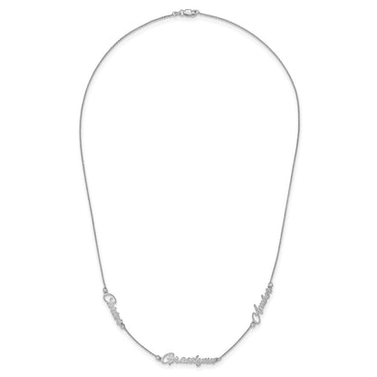14K White Gold Brushed 3 Name Necklace