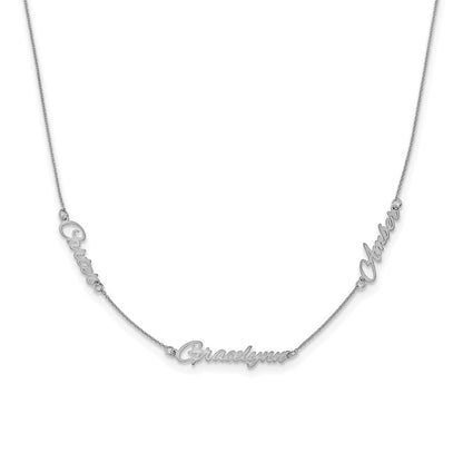 14K White Gold Brushed 3 Name Necklace