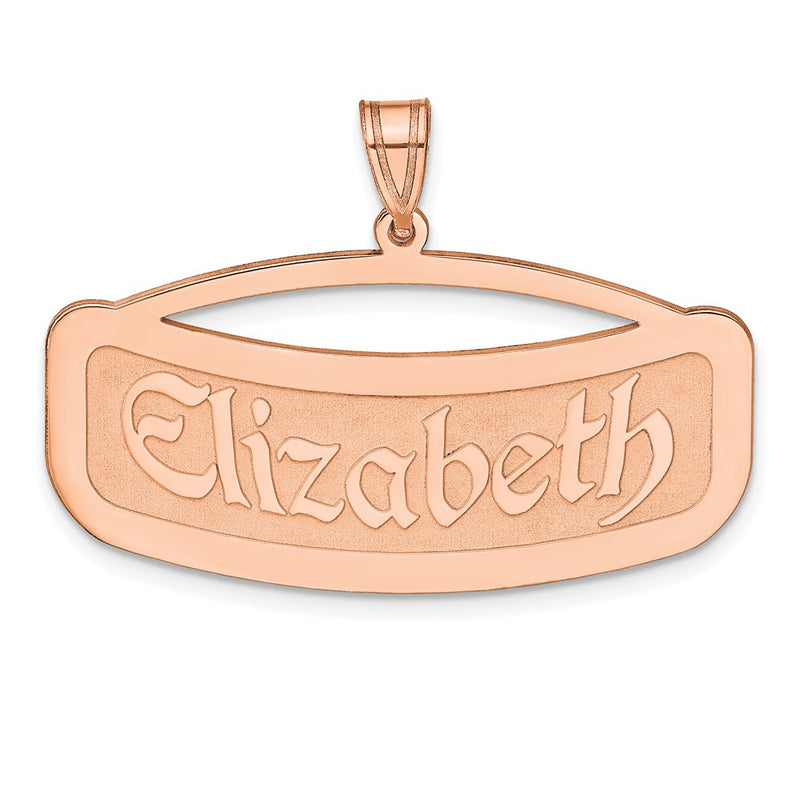 Rose Plated Sterling Silver/Rose Curved Name Plate Pendant