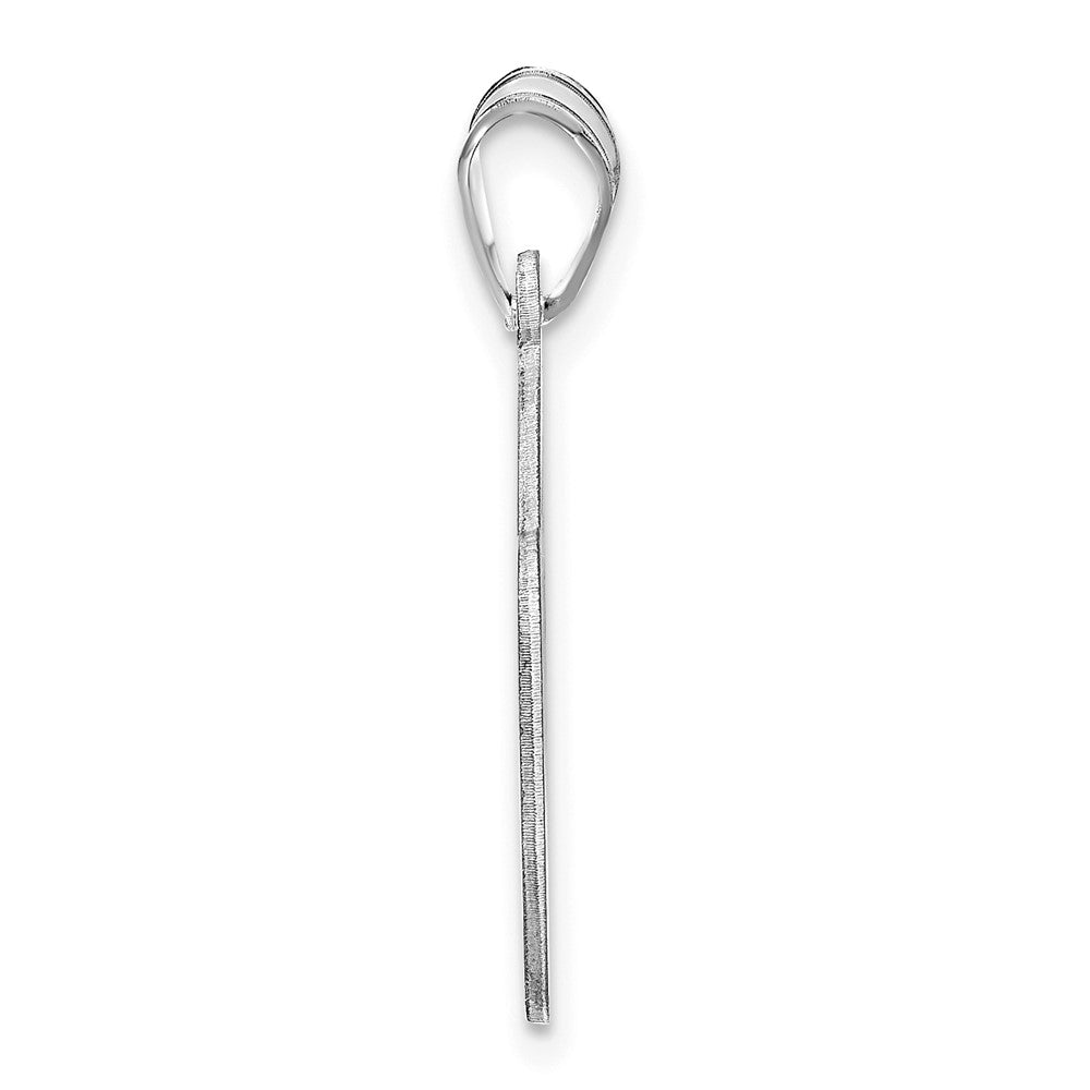 Sterling Silver Silver/Rhodium Plated Curved Name Plate Pendant