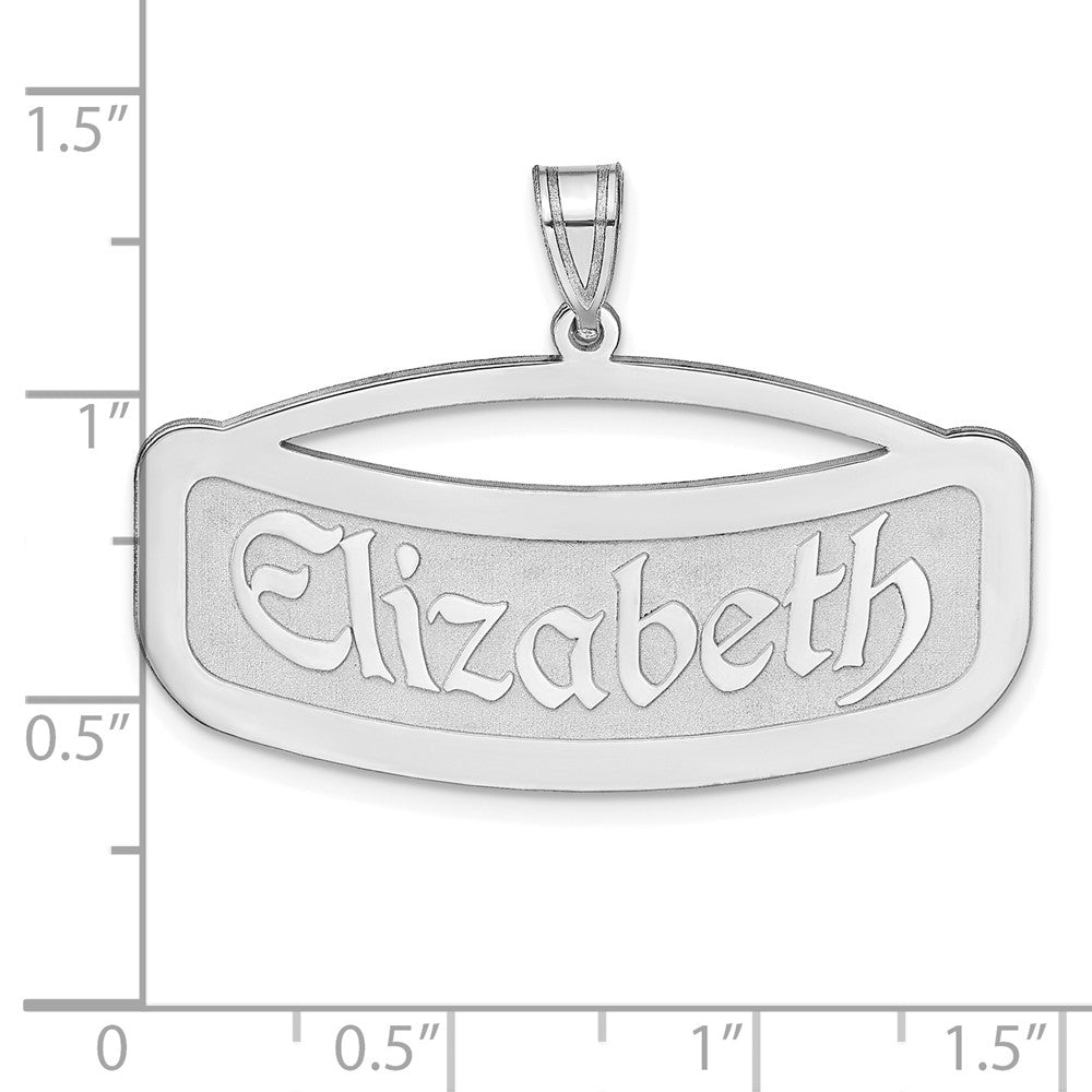 Sterling Silver Silver/Rhodium Plated Curved Name Plate Pendant