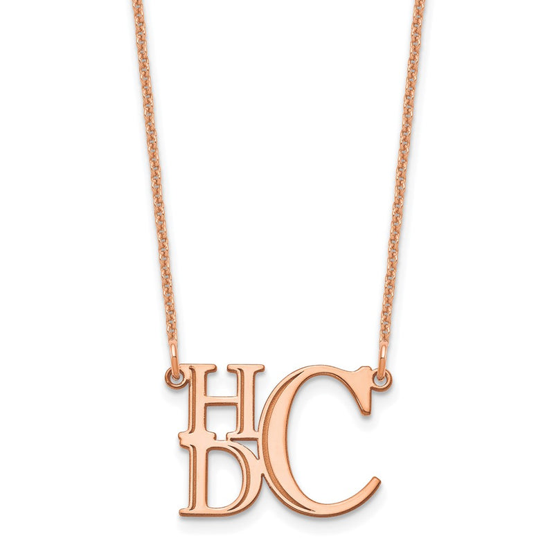 14K Rose Gold Semi Stacked Monogram Necklace