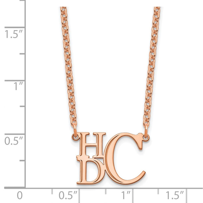 Rose Plated Sterling Silver/Rose Semi Stacked Monogram Necklace