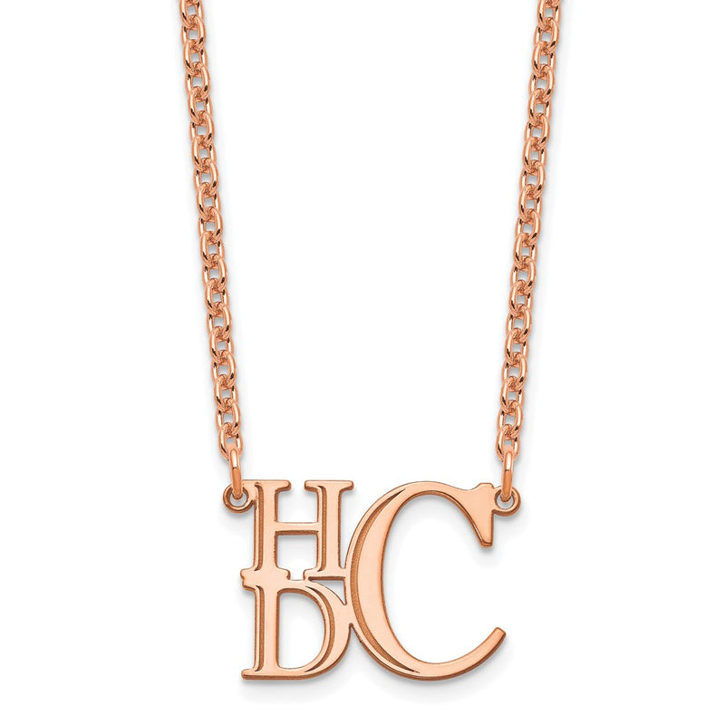 Rose Plated Sterling Silver/Rose Semi Stacked Monogram Necklace