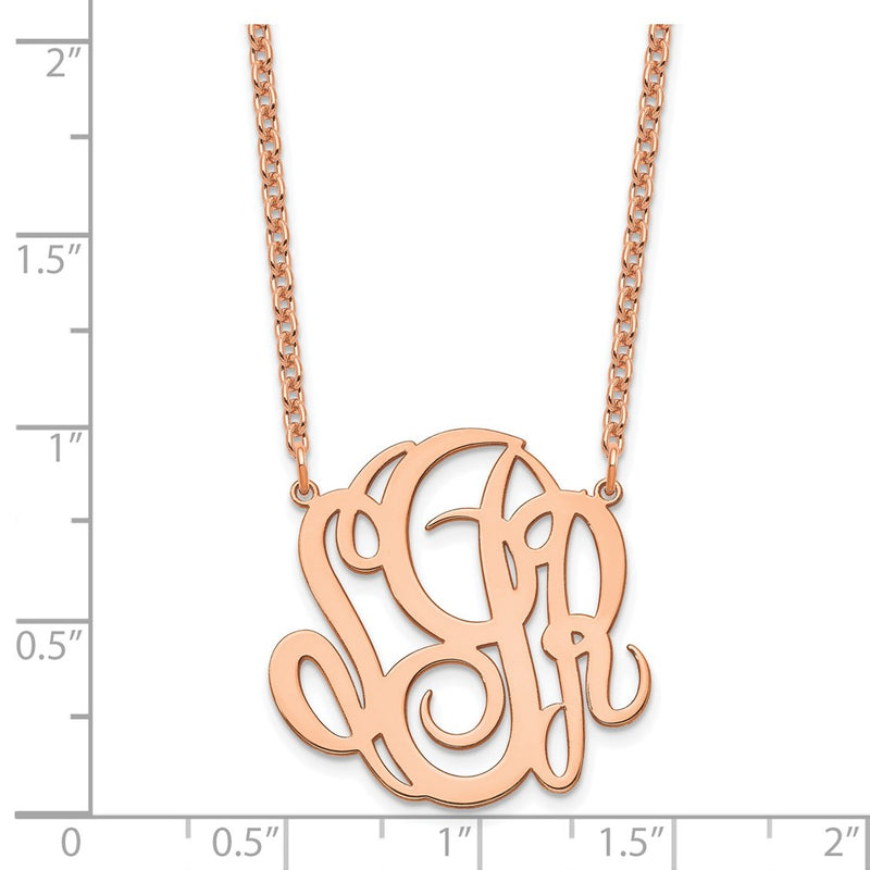 Rose Plated Sterling Silver/Rose Monogram Necklace