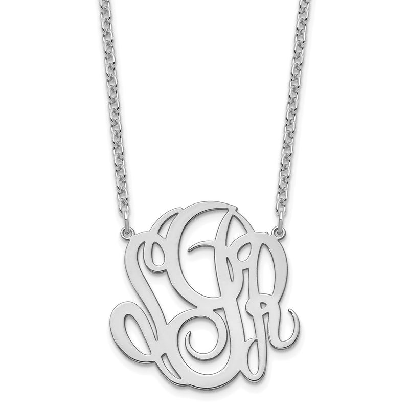 Sterling Silver Silver/Rhodium Plated Monogram Necklace