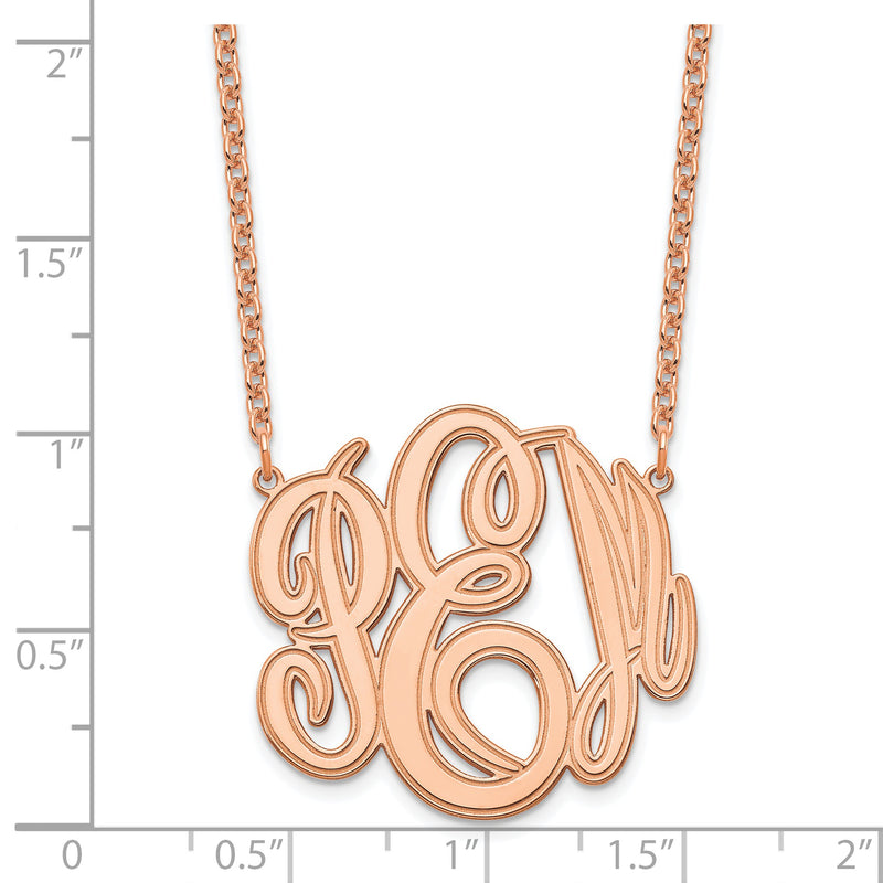 Rose Plated Sterling Silver/Rose Etched Monogram Necklace