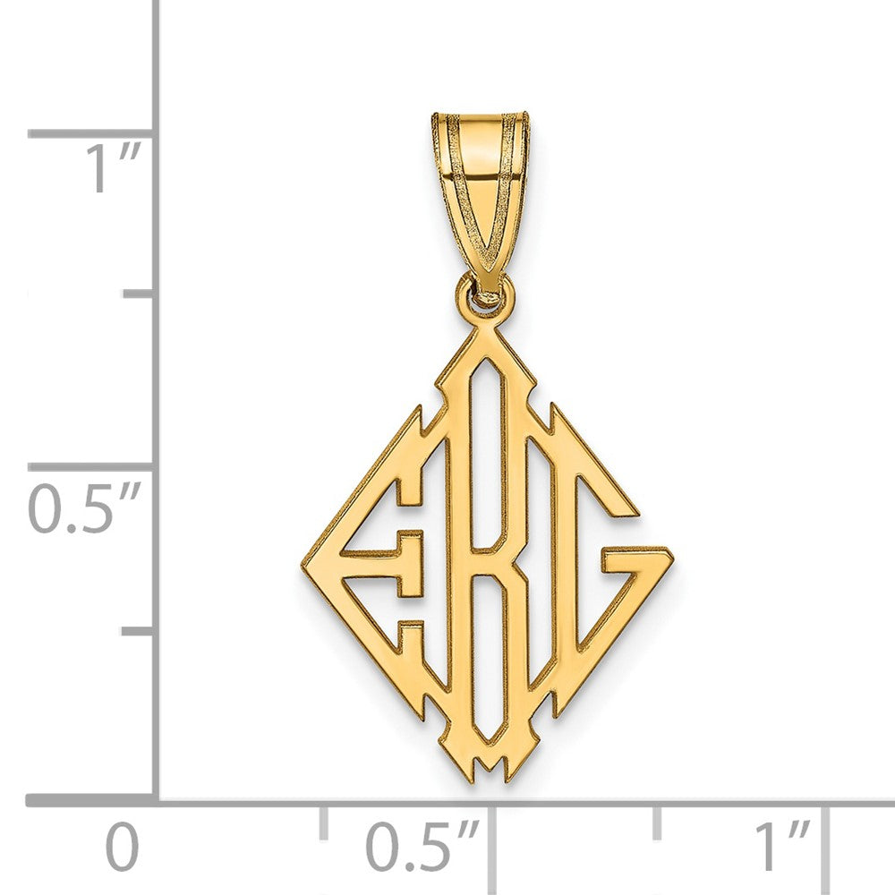 14K Yellow Gold Diamond Shape Monogram Pendant