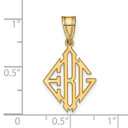14K Yellow Gold Diamond Shape Monogram Pendant