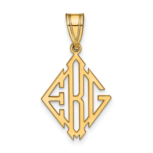 14K Yellow Gold Diamond Shape Monogram Pendant