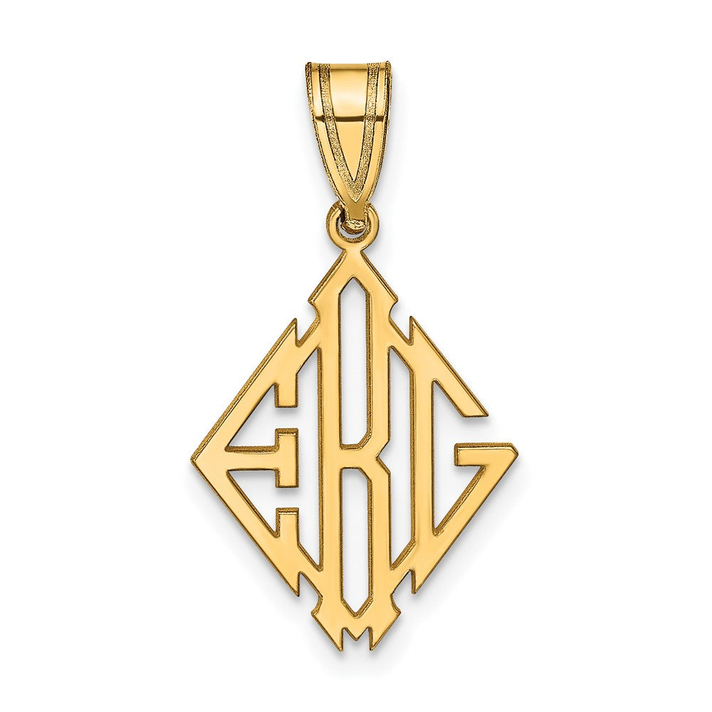 14K Yellow Gold Diamond Shape Monogram Pendant