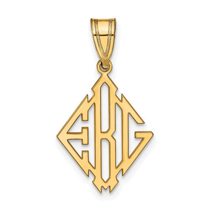 14K Yellow Gold Diamond Shape Monogram Pendant