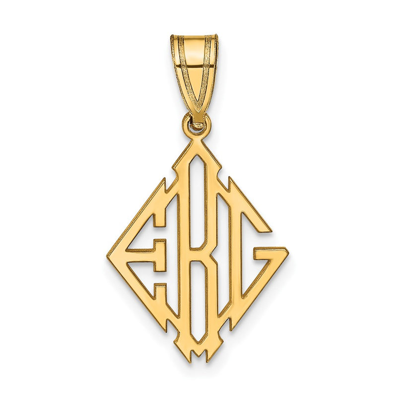 14K Yellow Gold Diamond Shape Monogram Pendant