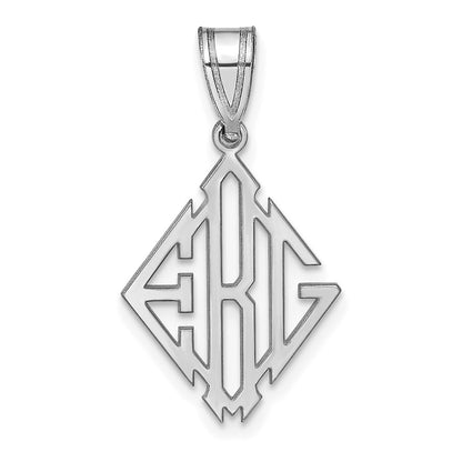 14K White Gold Diamond Shape Monogram Pendant