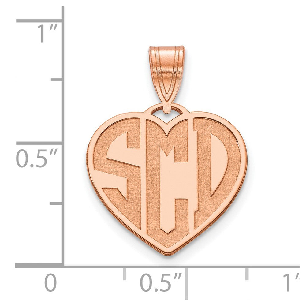 Rose Plated Sterling Silver/Rose Etched Monogram Heart Necklace