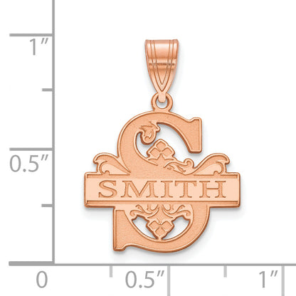14K Rose Gold Initial And Family Name Pendant