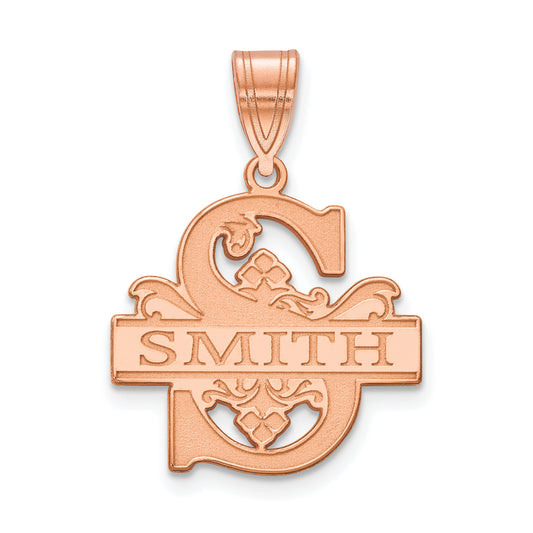 14K Rose Gold Initial And Family Name Pendant