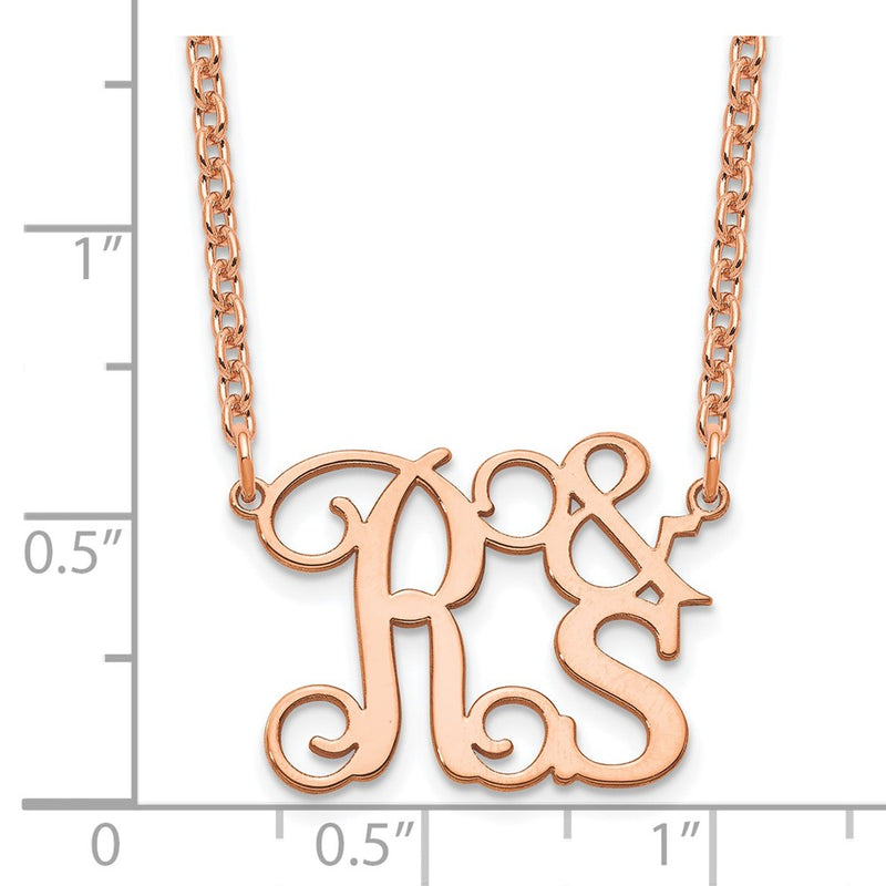 Rose Plated Sterling Silver/Rose Gold Stacked Initials Necklace