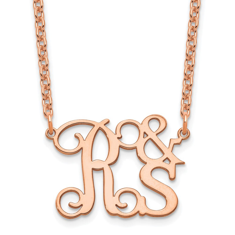 Rose Plated Sterling Silver/Rose Gold Stacked Initials Necklace