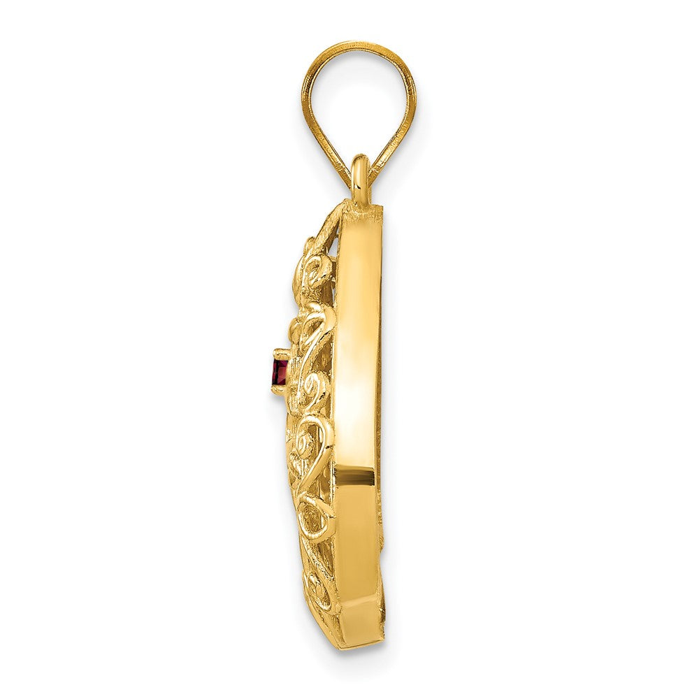 14K Yellow Gold 14Ky 1 Birthstone Tree Of Life Tear Drop Pendant