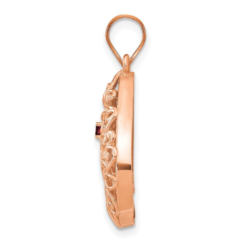 14K Rose Gold 1 Birthstone Tree Of Life Tear Drop Pendant