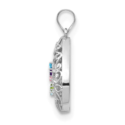 14K White Gold 14Kw 5 Birthstone Tree Of Life Tear Drop Pendant