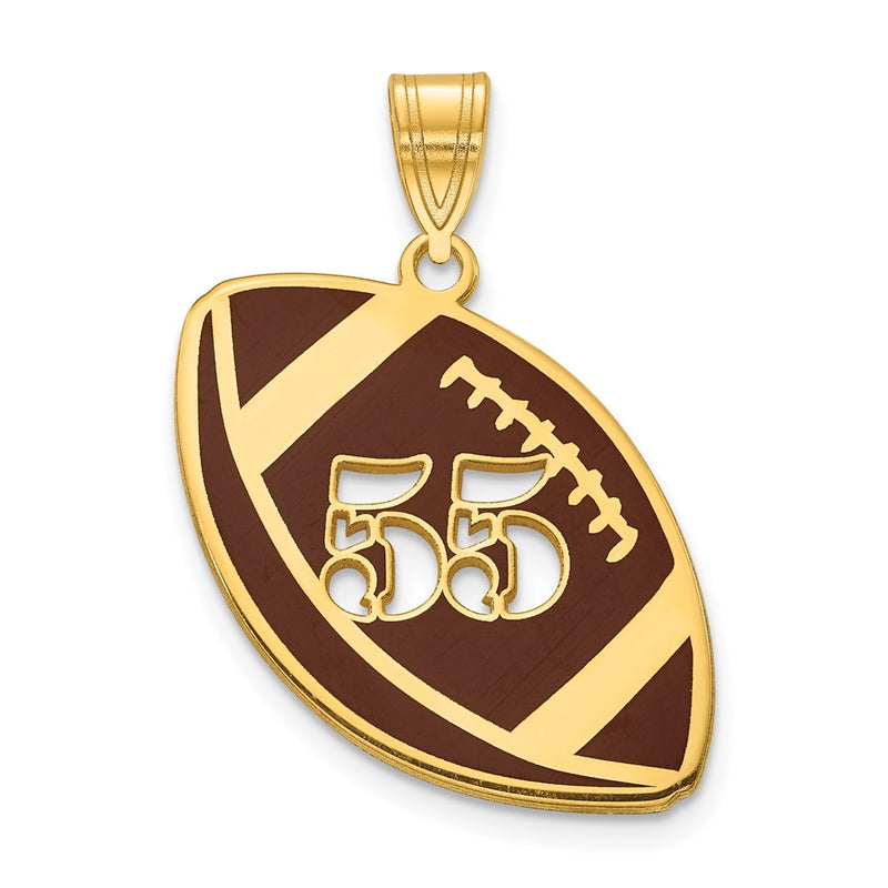 14K Yellow Gold Epoxy Football With Cut Out Number Pendant