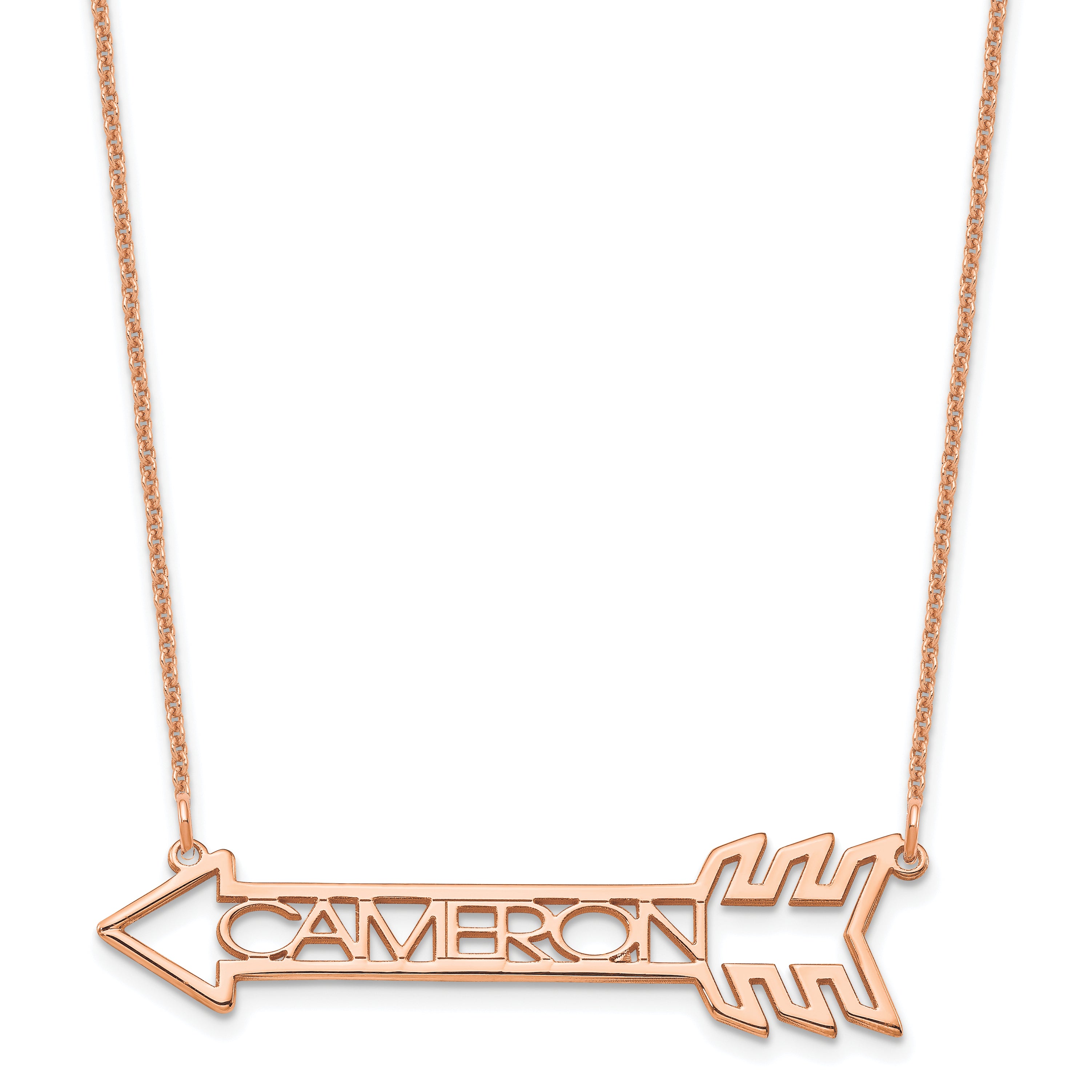 14K Rose Gold Arrow With Name Necklace