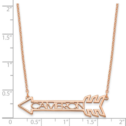 Rose Plated Sterling Silver/Rose Arrow With Name Necklace