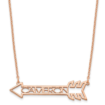 Rose Plated Sterling Silver/Rose Arrow With Name Necklace