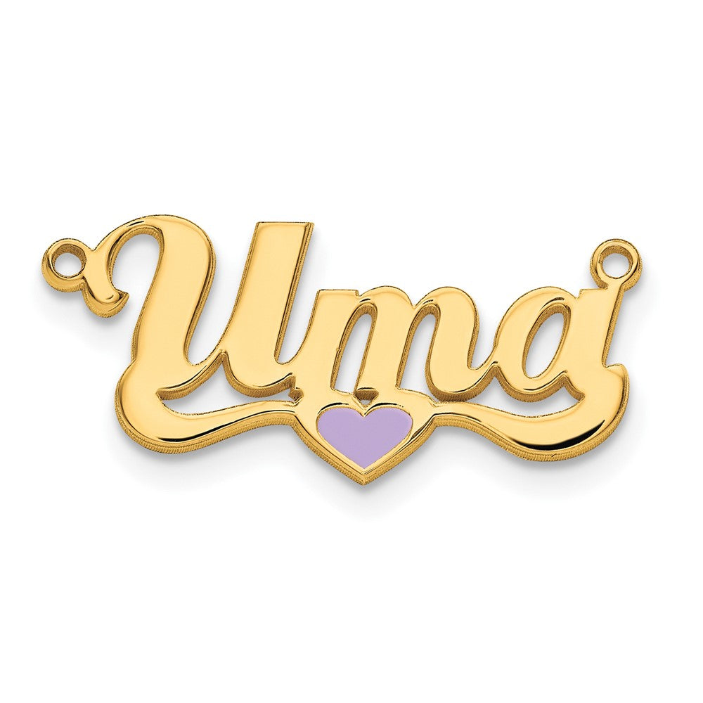 14K Rose Gold Epoxy Heart Name Plate