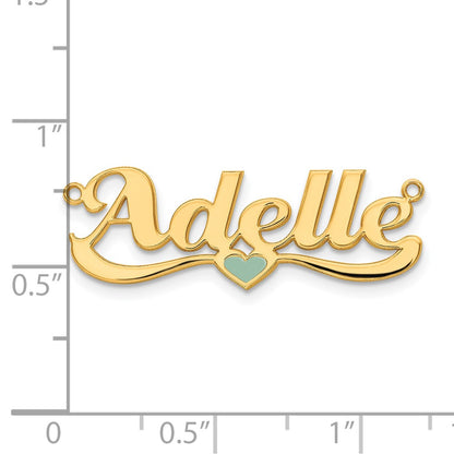 Gold Plated Sterling Silver/Gold Epoxy Heart Name Plate