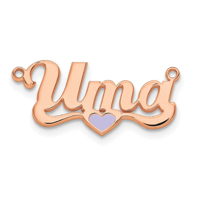 Gold Plated Sterling Silver/Rose Epoxy Heart Name Plate