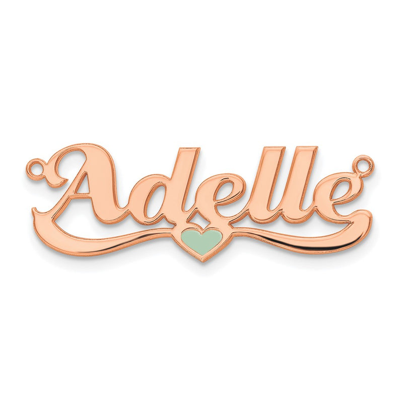 Gold Plated Sterling Silver/Rose Epoxy Heart Name Plate