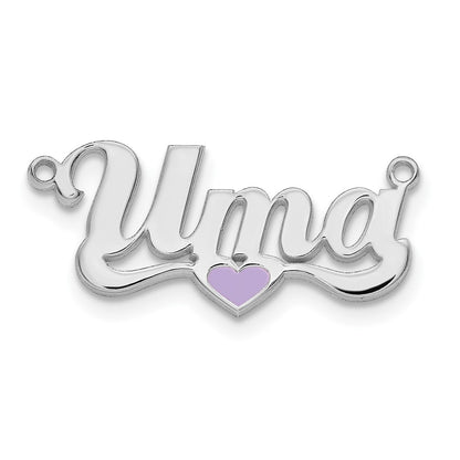 14K White Gold Epoxy Heart Name Plate