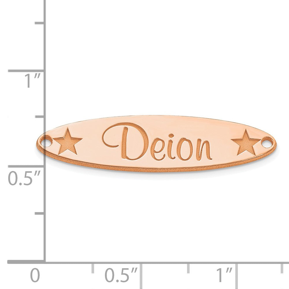 Rose Plated Sterling Silver/Rose Large Oval With Stars Name Plate