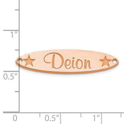 Rose Plated Sterling Silver/Rose Large Oval With Stars Name Plate