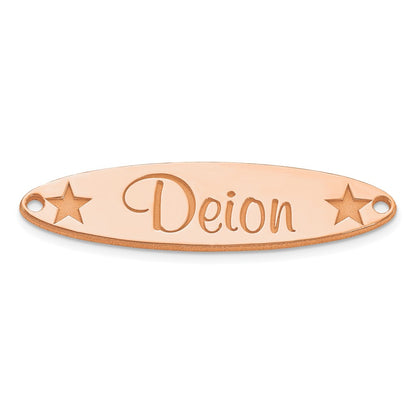 Rose Plated Sterling Silver/Rose Large Oval With Stars Name Plate