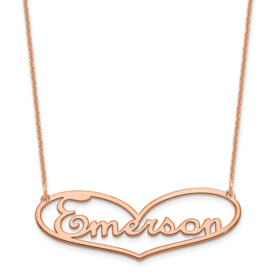 14K Rose Gold Heart And Name Necklace
