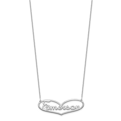 14K White Gold Heart And Name Necklace